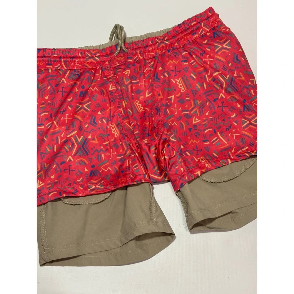 Birdie Bound Shorts Mens Small Tan Performance Compression Liner Golf Athletic‎
